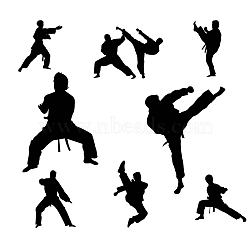 PVC Wall Stickers, for Home Living Room Bedroom Decoration, Black, Kung Fu Pattern, 900x350mm(DIY-WH0377-146)