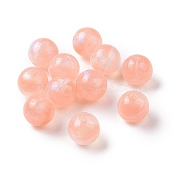 Opaque Acrylic Beads, Glitter Beads, Round, Light Salmon, 10.5~11mm, Hole: 2mm, about 510pcs/500g(OACR-E014-19B-05)