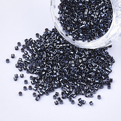 Electroplate Cylinder Seed Beads, Uniform Size, Metallic Colours, Prussian Blue, 1.5~2x1~2mm, Hole: 0.8mm, about 4000pcs/bag, about 50g/bag(SEED-Q036-02A-B01)