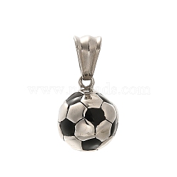 304 Stainless Steel Enamel Pendants, Football Charm, Stainless Steel Color, 19x13.5mm, Hole: 8.5x4mm(STAS-Z110-02P-02)