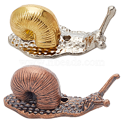 2Pcs 2 Colors Brass Incense Burners, Snail Incense Holders, Home Office Teahouse Zen Buddhist Supplies, Mixed Color, 38.5x16x16mm, Hole: 1.2mm, 1pc/color(AJEW-DC0001-09)