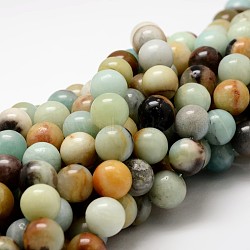 Round Natural Flower Amazonite Beads Strands, 4mm, Hole: 1mm, about 90pcs/strand, 15.75 inch(G-K074-4mm)