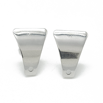 304 Stainless Steel Stud Earring Findings, with Loop, Trapezoid, Stainless Steel Color, 16x12mm, Hole: 1.4mm, Pin: 0.8mm
