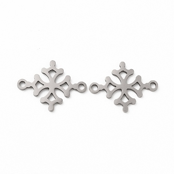 201 Stainless Steel Connector Charms, Christmas Snowflake Links, Stainless Steel Color, 14x18x1mm, Hole: 1.5mm