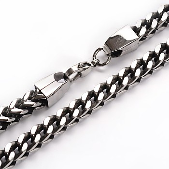 Trendy 304 Stainless Steel Curb Chain Necklace, with Lobster Claw Clasps, Stainless Steel Color, 23.6 inch(60cm)
