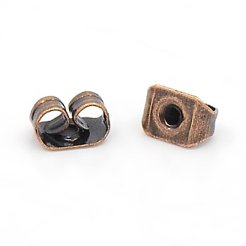 Iron Friction Ear Nuts, Red Copper, 5x3.5mm, Hole: 0.7~0.9mm