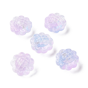 Transparent Spray Painted Glass Beads, Sunflower, Violet, 15x10mm, Hole: 1.2mm