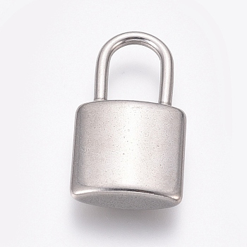304 Stainless Steel Pendants, Padlock, Stainless Steel Color, 25.5x14x5mm, Hole: 10x6.5mm