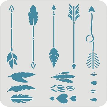 Plastic Reusable Drawing Painting Stencils Templates, for Painting on Fabric Tiles Floor Furniture Wood, Rectangle, Feather Pattern, 297x210mm