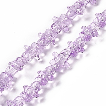 Transparent Glass Beads, Ginger Man, for Christmas, Lilac, 15x14x7mm, Hole: 1mm, about 50pcs/strand, 27.17''~27.95''(69~71cm)