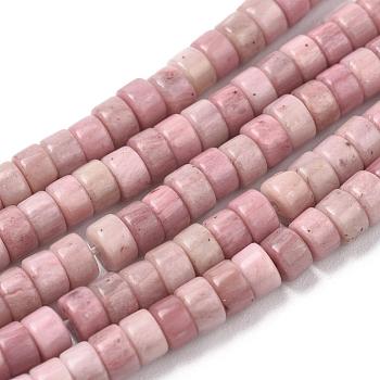 Natural Rhodonite Beads Strands, Flat Round/Disc, 4x2mm, Hole: 0.7mm, about 154pcs/strand, 15.43 inch(39.2cm)