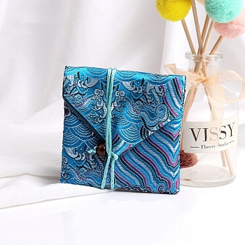 Rectangle Cloth Jewelry Storage Bags, Jewelry Envelope Packaging Pouches, Dodger Blue, 10x9.5cm