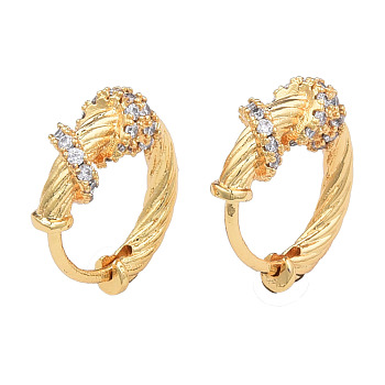 Cubic Zirconia Chunky Hoop Earrings, Golden Brass Jewelry for Women, Nickel Free, Clear, 14x16.5x5.5mm, Pin: 1mm