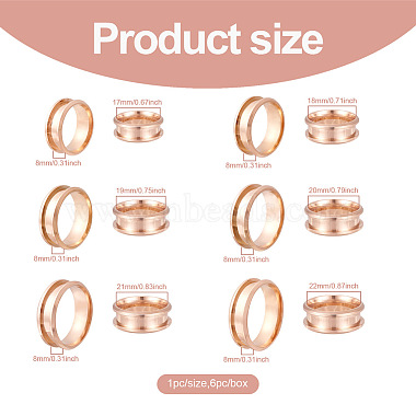 yilisi 6pcs 6 taille 201 paramètres de bague rainurée en acier inoxydable(FIND-YS0001-11)-3