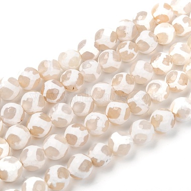 10mm White Round Tibetan Agate Beads