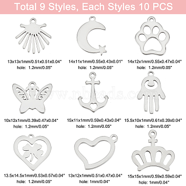 DICOSMETIC 90Pcs 9 Style 304 Stainless Steel Charms(STAS-DC0009-27)-2