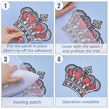 Computerized Embroidery Cloth Iron On Sequins Patches(PATC-WH0001-32)-3