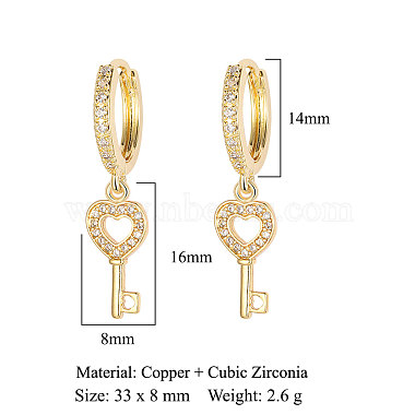Brass Micro Pave Clear Cubic Zirconia Hoop Earrings(EJEW-OY001-08G)-2