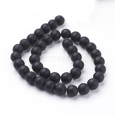 Chapelets de perles en pierre noire synthétique(X-G508-2)-2