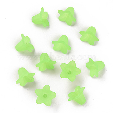 Green Frosted Transparent Acrylic Flower Beads(X-PLF018-05)-2