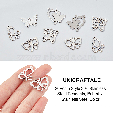 Unicraftale 20Pcs 5 Style 304 & 201 Stainless Steel Pendants(STAS-UN0030-30)-3