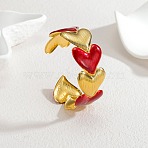 304 Stainless Steel Cuff Bangles for Women, Heart, with Enamel, Golden, Inner Diameter: 2-1/4 inch(5.7cm)(BJEW-F525-01G)