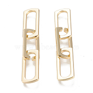 Alloy Links Ring, Quick Link Connectors, Rectangle, Golden, 63x11mm, Rectangle: 24x11x2mm, Hole: 6x19.5mm,  Unsoldered Rectangle: 23.5x11x2mm(PALLOY-M183-07G-RS)