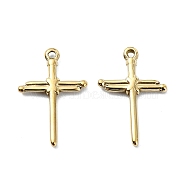 304 Stainless Steel Pendants, Cross Charm, Real 14K Gold Plated, 19x12x2mm, Hole: 1mm(STAS-L022-346G-02)