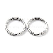 304 Stainless Steel Split Key Rings, Keychain Clasp Findings, 2-Loop Round Ring, Stainless Steel Color, 20x2.5mm, Single Wire: 1.25mm(STAS-Q314-02A-P)