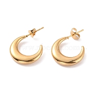 Vacuum Plating 304 Stainless Steel Crescent Moon Stud Earrings for Women, Golden, 26x18x3.5mm, Pin: 0.8mm(EJEW-F280-05C-G)