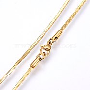 304 Stainless Steel Snake Chain Necklaces, with Lobster Claw Clasps, Golden, 17.7 inch(45cm), 1.5mm(MAK-L015-03C)