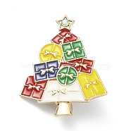 Alloy Glass Rhinestone Brooches, Enamel Pins, Christmas Tree, Star, 42x33x8mm(JEWB-R017-26)