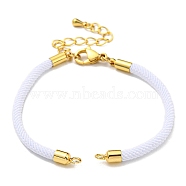 Nylon Cords Bracelet Makings Fit for Connector Charms, with Brass Findings and 304 Stainless Steel Lobster Claw Clasps, Long-Lasting Plated, White, 6-1/2~6-3/4 inch(16.5~17cm), Hole: 1.8mm(AJEW-P116-02G-17)