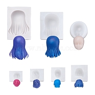 Boutigem 7Pcs 7 Style DIY Silicone Molds, Resin Casting Pendant Molds, For Doll Hair Making, White, 27~87x19~60x2.5~22mm, Inner Diameter: 17~68x18.5~53mm, 1pc/style(DIY-BG0001-57)