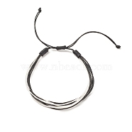 Waxed Polyester Multi-strand Bracelet, Adjustable String Bracelet for Women, Black, Inner Diameter: 2-1/8~4-1/8 inch(5.3~10.5cm)(BJEW-JB07892-01)
