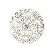 Tibetan Style Iron Pendants, Flat Round Necklace Pendants, Antique Silver, 45x1mm, Hole: 6mm(IFIN-J033-02AS)