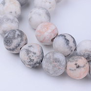 Natural Zebra Jasper Beads Strands, Frosted, Round, 8~8.5mm, Hole: 1mm, about 47pcs/strand, 15.5 inch(X-G-Q462-8mm-03)