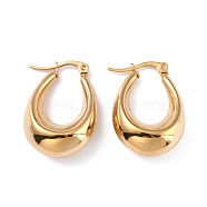  304 Stainless Steel Hoop Earrings, Hypoallergenic Earrings, Real 24K Gold Plated, 28x19x10mm, Pin: 0.7x1mm(EJEW-A059-03G)