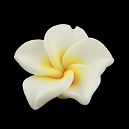Handmade Polymer Clay 3D Flower Plumeria Beads, White, 15x8mm, Hole: 2mm(X-CLAY-Q192-15mm-14)