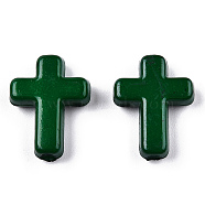 Opaque Acrylic Beads, Cross, Dark Green, 16x12x4.5mm, about 1230pcs/500g(SACR-436-C26)