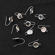 304 Stainless Steel Earring Hooks, with Vertical Loop, Flat Round, 925 Sterling Silver Plated, 20x10x1.5mm, Hole: 1.8mm, Tray: 8mm, 20 Gauge, Pin: 0.8mm(STAS-F271-01A-S)
