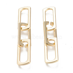 Alloy Links Ring, Quick Link Connectors, Rectangle, Golden, 63x11mm, Rectangle: 24x11x2mm, Hole: 6x19.5mm,  Unsoldered Rectangle: 23.5x11x2mm(PALLOY-M183-07G-RS)