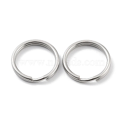 Non-Tarnish 304 Stainless Steel Split Key Rings, Keychain Clasp Findings, 2-Loop Round Ring, Stainless Steel Color, 20x2.5mm, Single Wire: 1.25mm(STAS-Q314-02A-P)