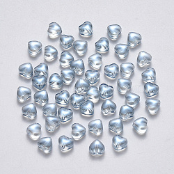Transparent Spray Painted Glass Beads, AB Color Plated, Heart, Light Steel Blue, 6x6x4mm, Hole: 0.7mm(X-GLAA-R211-02-D04)