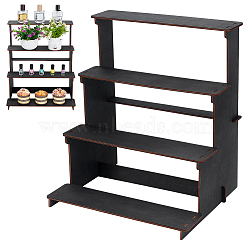 4-Tier Wood Display Risers for Retail , Black, 40.6x24.1x22.7cm(ODIS-WH0079-019B)
