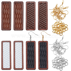 DIY Rectangle Dangle Earring Making Kit, Including Cowhide Leather Pendants with Wood, Brass Earring Hooks, Mixed Color, 108Pcs/box(DIY-OC0009-48)