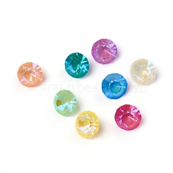 Glass Rhinestone Cabochons, Mocha Fluorescent Style,  Pointed Back, Faceted, Diamond, Mixed Color, 2.5x1.5mm(RGLA-L024-K03-MI)
