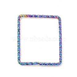 304 Stainless Steel Linking Rings, Textured, Rectangle, Rainbow Color, 22.5x18.5x1mm, Inner Diameter: 20x16.5mm(STAS-Z041-03A-RC)