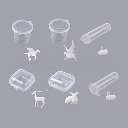 DIY Epoxy Resin Material Filling, Animal, For Display Decoration, with Transparent Box, Mixed Shape, White, 8.5~32x8.5~32x4~16mm(DIY-X0294-06)