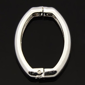 Brass Shortener Clasps, Twister Clasps, Oval Ring, Silver Color Plated, 27x20x3.5mm